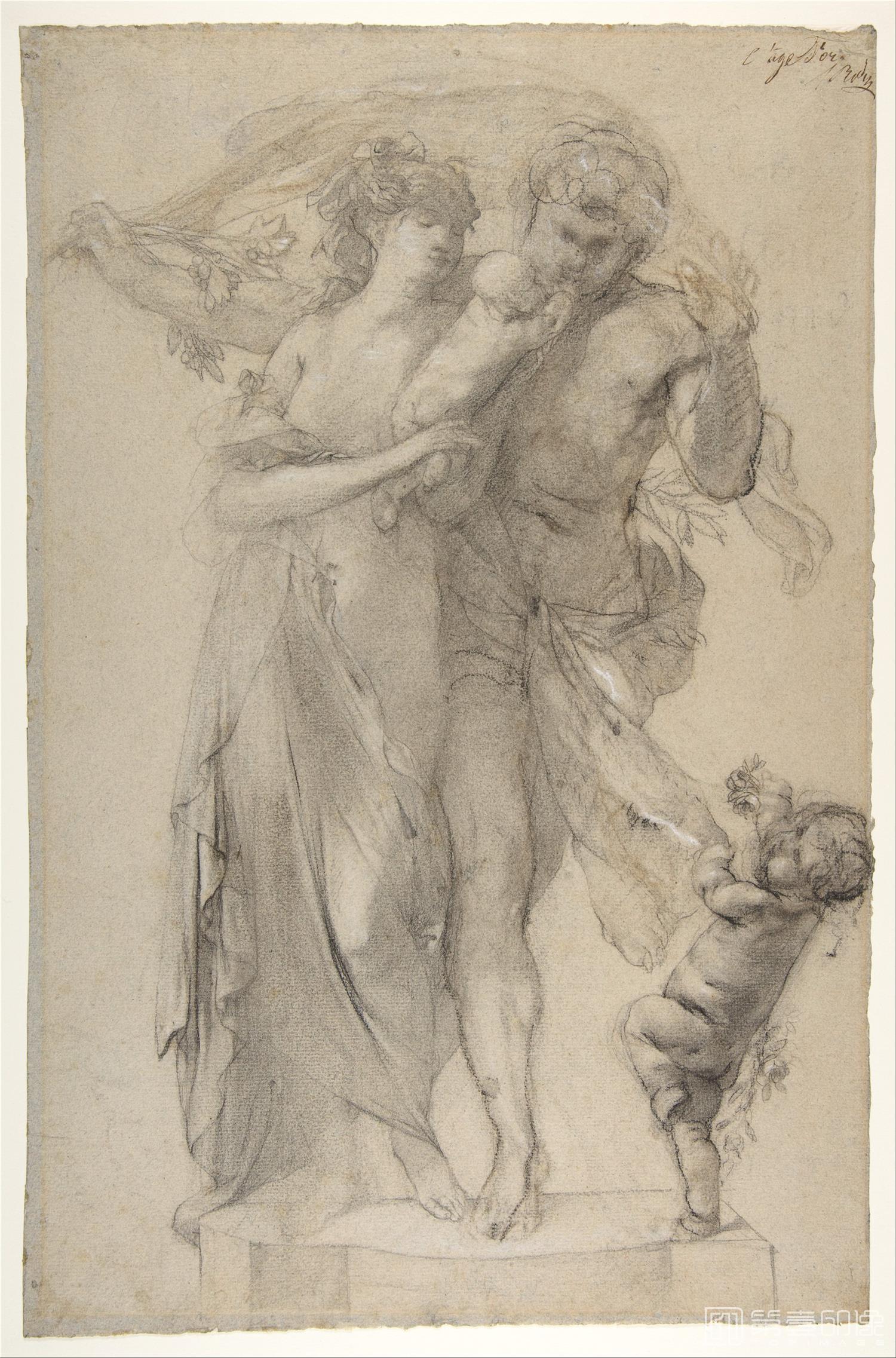 素描-美国纽约大都会美术馆素描藏画-Auguste RodinThe Golden Age-0351